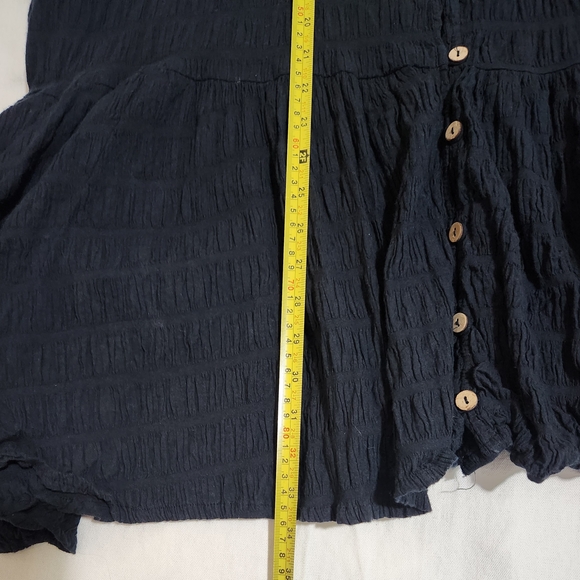 Free People Women Dress Size M Navy Blue Button Front Boho Flowy - Picture 5 of 9